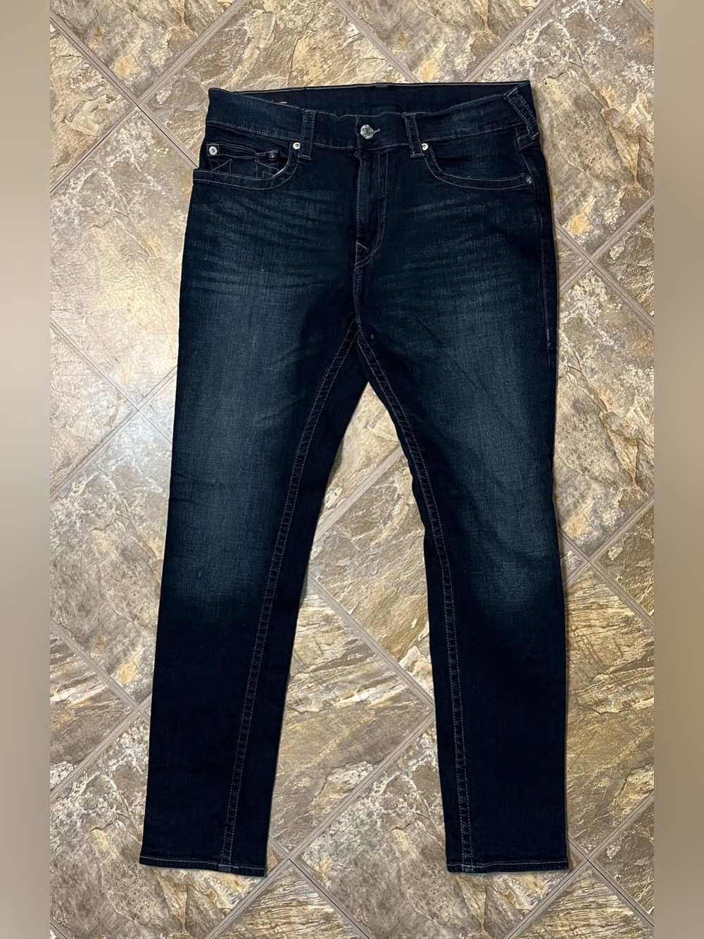 True Religion Rocco Relaxed Skinny Jeans Dark Wash Stretch Men’s 36